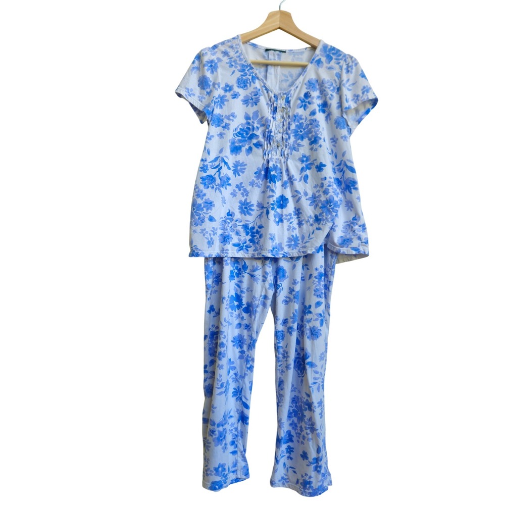 RLL Ralph Lauren Floral Pajama Set Size Medium Quiet Luxury Coastal Grandma Cozy